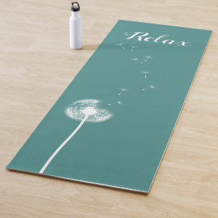 Teal Dandelion Yoga Mat