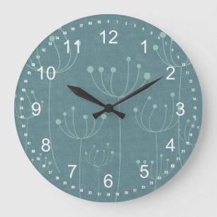Teal Dandelions Large Clock