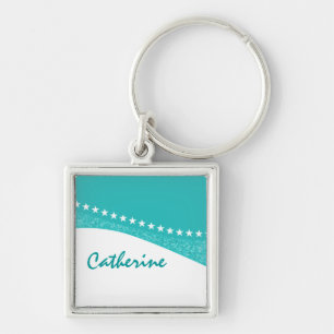 Teal Dazzling Star Curves Premium Keychain
