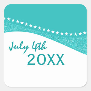 Teal Dazzling Star Curves Stickers