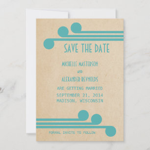 Teal Deco Chic Save the Date Invite