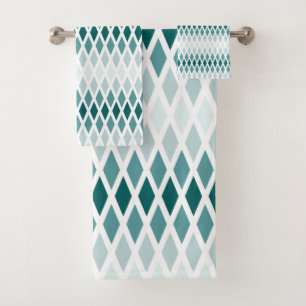 Teal Diamond Ombre Bath Towel Set