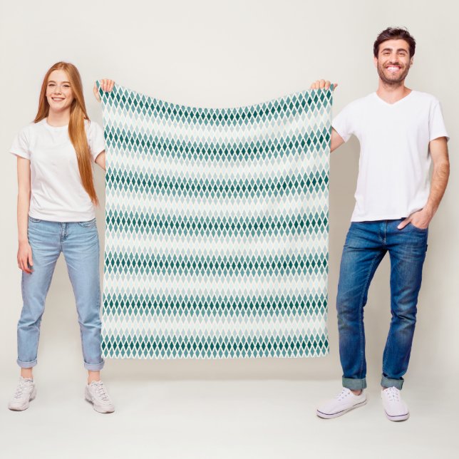 Teal Diamond Ombre Fleece Blanket (In Situ)