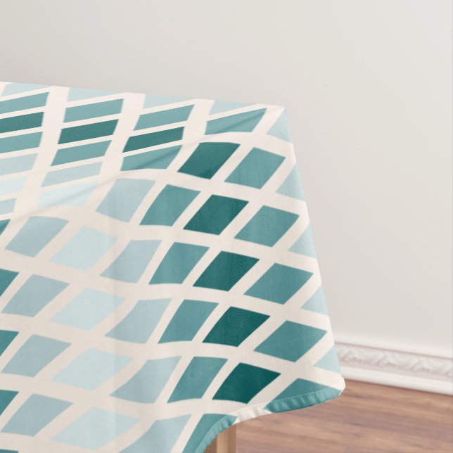 Teal Diamond Ombre Tablecloth (In Situ)
