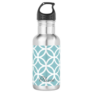 Teal Diamond Pattern Personalized 532 Ml Water Bottle
