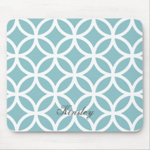 Teal Diamond Pattern Personalized Mousepad