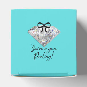 Teal & Diamond Thank You Card Favor Box