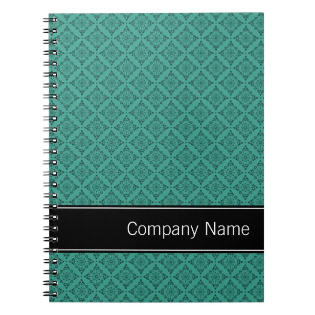 Teal Diamonds Pattern Personalized Notebook (Front)