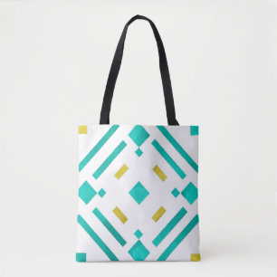Teal Diamonds Pattern Tote Bag