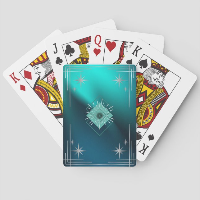 Teal & Diamonds  Playing Cards (Back)
