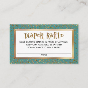 Teal Diaper Raffle Cards with Gold Glitter Accents