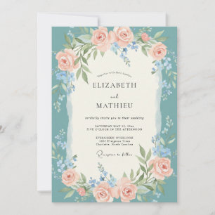 Teal Divine Spring Wedding Invitation