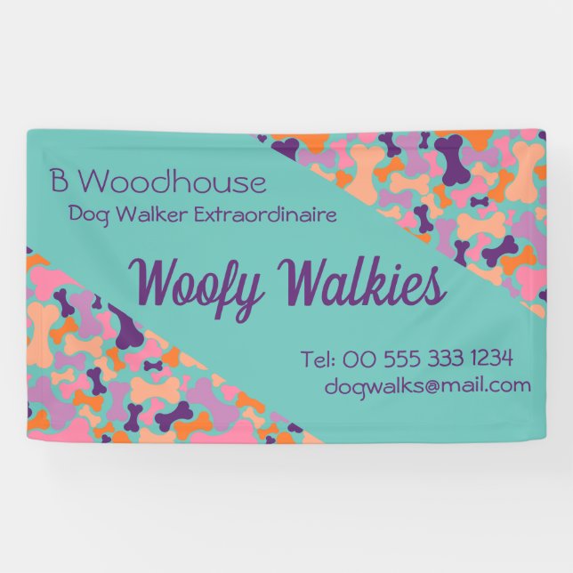 Teal dog bone design business banner (Horizontal)