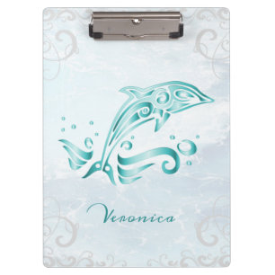 Teal Dolphin Personalized Clipboard