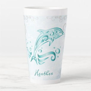 Teal Dolphin Personalized Latte Mug