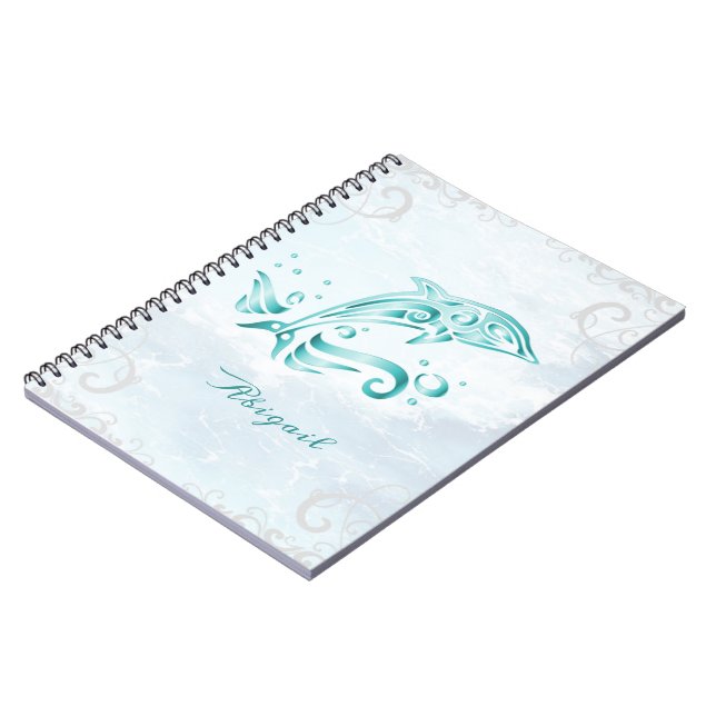 Teal Dolphin Personalized Notebook (Left Side)