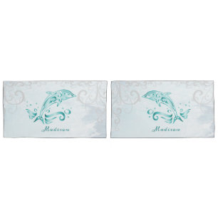 Teal Dolphin Personalized Pillow Case