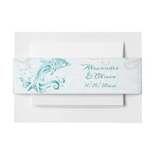 Teal Dolphin Wedding Invite Belly Band Invitation Belly Band