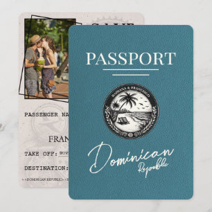 Teal Dominican Republic Passport Save The Date