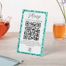 Teal Dot Pattern Leave us a Review QR code