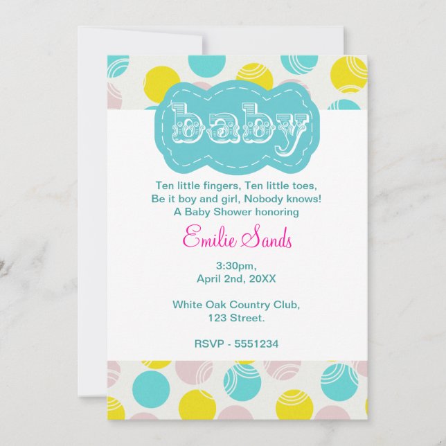 Teal Dotty gender neutral Baby Shower Invitation (Front)