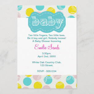 Teal Dotty gender neutral Baby Shower Invitation