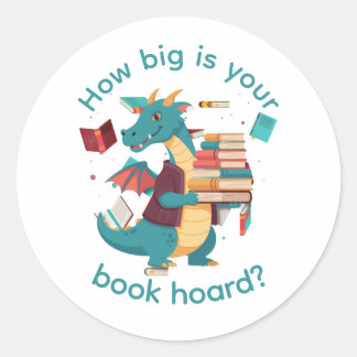 Teal Dragon Book Hoard Fantasy Lover Classic Round Sticker