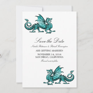 Teal Dragon Save the Date Invite