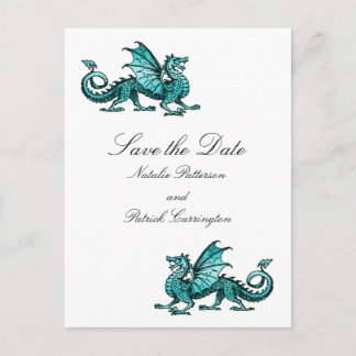 Teal Dragon Save the Date Postcard