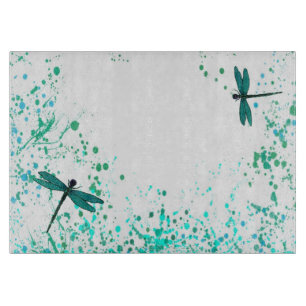 Teal Dragonfly Cutting Board