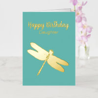Teal Dragonfly Folded Foil Birthday Card