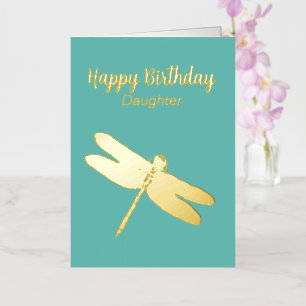 Teal Dragonfly Folded Foil Birthday Card