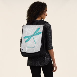 Teal Dragonfly Personalized Backpack