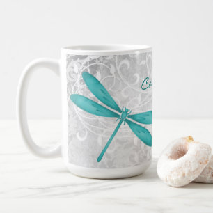 Teal Dragonfly Personalized Coffee Mug