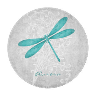 Teal Dragonfly Personalized Cutting Board
