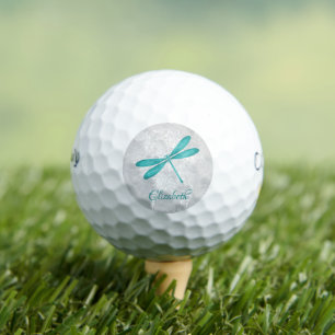 Teal Dragonfly Personalized Golf Balls