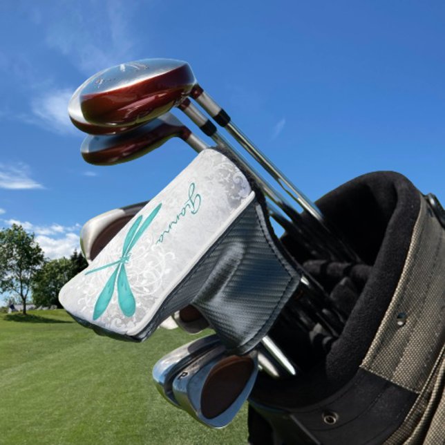 Teal Dragonfly Personalized Golf Head Cover (Teal Dragonfly Personalized Golf Head Cover)