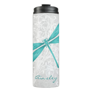 Teal Dragonfly Personalized Thermal Tumbler
