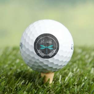 Teal Dragonfly Rustic Golf Balls