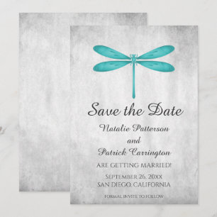 Teal Dragonfly Save the Date Invite