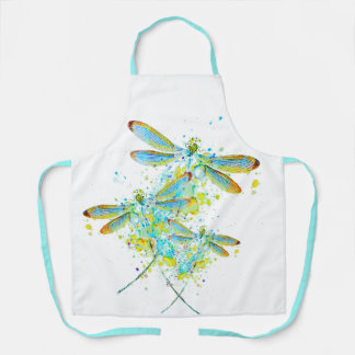 Teal Dragonfly splatter  Apron