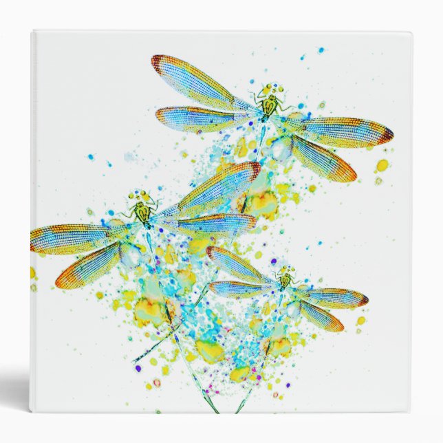 Teal Dragonfly splatter  Binder (Front)