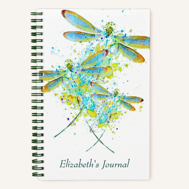 teal Dragonfly splatter journal (Front)