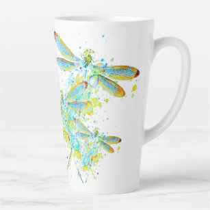 Teal Dragonfly splatter  Latte Mug
