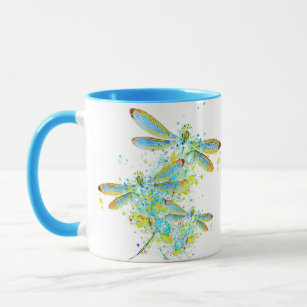 Teal Dragonfly splatter  Mug