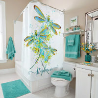 Teal Dragonfly splatter personalized 