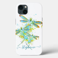 Teal Dragonfly splatter personalized