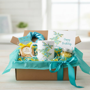 Teal Dragonfly splatter personalized  Coffee Mug