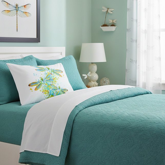 Teal Dragonfly splatter  Pillowcase (Creator Uploaded)