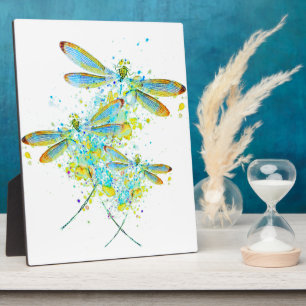 Teal Dragonfly splatter  Plaque